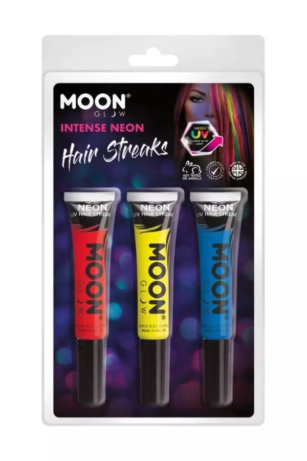 Smiffys 3 Colorations Mèches De Cheveux UV Néon – Moon Glow 7 Smiffys 3 Colorations Mèches De Cheveux UV Néon – Moon Glow – Image 5