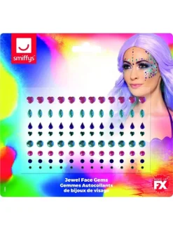 Smiffys Autocollants Bijoux Multicolores Pour Visage -Halloween Soldes Boutique autocollants bijoux multicolores pour visage 2