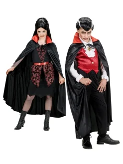 WIDMANN Cape Noire Avec Col Rouge En Satin Enfant 110 Cm