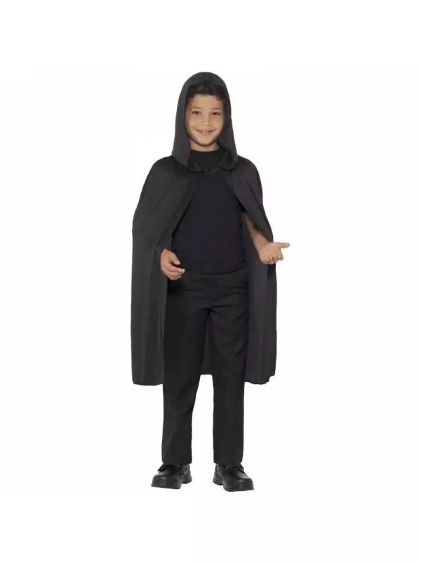 Smiffys Cape Noire Enfant Avec Capuche 4 Smiffys Cape Noire Enfant Avec Capuche – Image 2