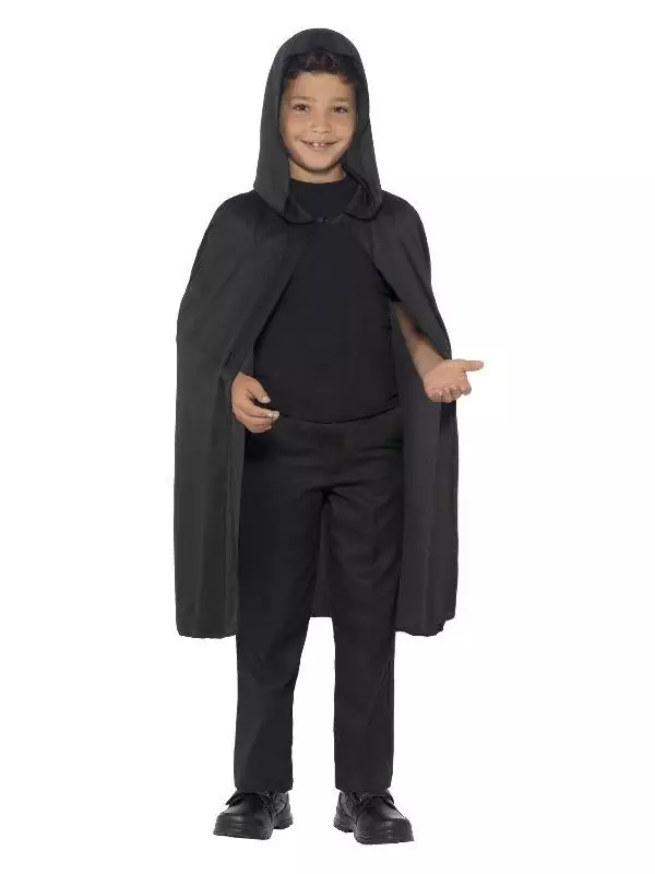 Smiffys Cape Noire Enfant Avec Capuche 5 Smiffys Cape Noire Enfant Avec Capuche – Image 3