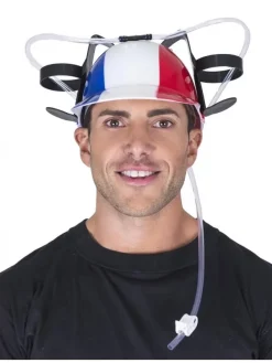 ESPA - Funny Fashion Casque Avec Porte-canettes Bleu, Blanc, Rouge - France