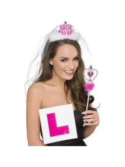 Smiffys Chapeau Bride To Be + Badge + Baguette