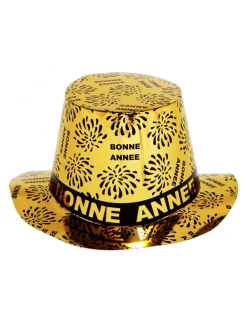 Chapeau Haut De Forme Bonne Année En Carton Argent Ou Doré