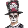 Smiffys Chapeau Haut De Forme Dia De Los Muertos Imprimé -Halloween Soldes Boutique chapeau haut de forme dia de los muertos imprime