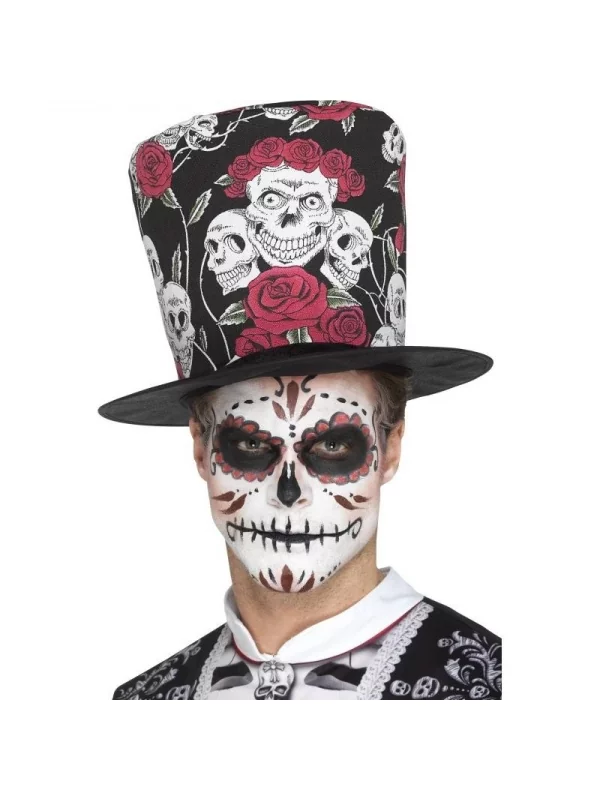Smiffys Chapeau Haut De Forme Dia De Los Muertos Imprimé 3 Smiffys Chapeau Haut De Forme Dia De Los Muertos Imprimé