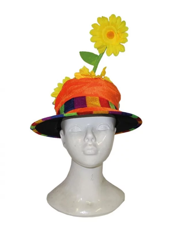 Chapeau Haut De Forme Pour Clown Orange Avec Fleurs 3 Chapeau Haut De Forme Pour Clown Orange Avec Fleurs