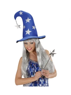 WIDMANN Chapeau Magicien Adulte, Bleu Avec Des étoiles Argents -Halloween Soldes Boutique chapeau magicien adulte bleu avec des etoiles argents 2