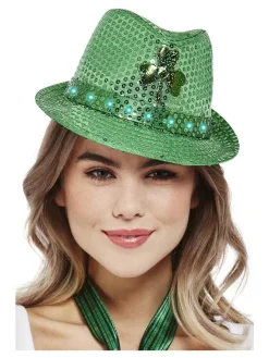 Smiffys Chapeau Saint-Patrick Vert à LED Multifonctions Et à Motifs De Trèfle Irlandais