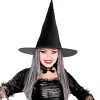 WIDMANN Chapeau Sorcière Femme, Noir Avec Cheveux -Halloween Soldes Boutique chapeau sorciere femme noir avec cheveux