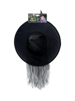 WIDMANN Chapeau Sorcière Femme, Noir Avec Cheveux -Halloween Soldes Boutique chapeau sorciere femme noir avec cheveux 2