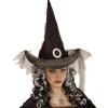 WIDMANN Chapeau Sorcière Femme, Noir Avec Voile -Halloween Soldes Boutique chapeau sorciere femme noir avec voile