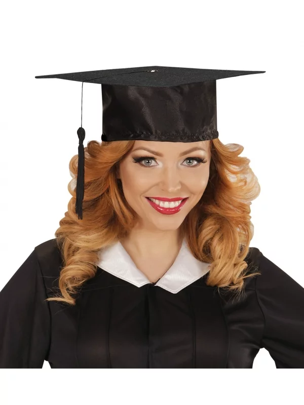 WIDMANN Coiffe De Lauréat En Satin Noir - Adulte 3 WIDMANN Coiffe De Lauréat En Satin Noir - Adulte