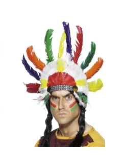 Smiffys Coiffe Indienne Plumes Multicolores