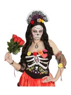 WIDMANN Coiffe Jour Des Morts Avec Dentelle Et Fleurs -Halloween Soldes Boutique coiffe jour des morts avec dentelle et fleurs 2