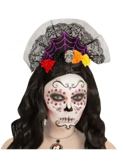 WIDMANN Coiffe Jour Des Morts Avec Dentelle Et Fleurs