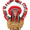 WIDMANN Coiffe Rouge à Plumes De Chef Indien -Halloween Soldes Boutique coiffe rouge a plumes de chef indien