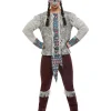 Smiffys Déguisement De Guerrier Indien Sombre, Gris (Haut, Pantalon Et Masque) -Halloween Soldes Boutique deguisement de guerrier indien sombre gris haut pantalon et masque