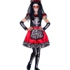 WIDMANN Déguisement Dia De Los Muertos Fille Rouge Et Noir (robe Rouge Et Noire, Chauffe-bras, Serre-tête Avec Voile) -Halloween Soldes Boutique deguisement dia de los muertos fille rouge et noir robe rouge et noire chauffe bras serre tete avec voile