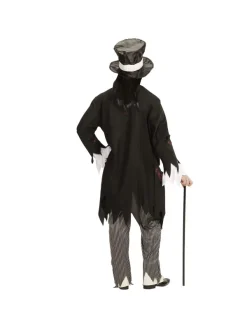 WIDMANN Déguisement Fiancé Zombie, Homme (queue De Pie Avec Chemise, Pantalon, Foulard, Haut De Forme Avec Cheveux) -Halloween Soldes Boutique deguisement fiance zombie homme queue de pie avec chemise pantalon foulard haut de forme avec cheveux 1