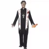 Smiffys Déguisement Prêtre Zombie (haut Sanglant Avec Blessures En Latex, Col Et Pantalon) -Halloween Soldes Boutique deguisement pretre zombie haut sanglant avec blessures en latex col et pantalon