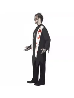 Smiffys Déguisement Prêtre Zombie (haut Sanglant Avec Blessures En Latex, Col Et Pantalon) -Halloween Soldes Boutique deguisement pretre zombie haut sanglant avec blessures en latex col et pantalon 4