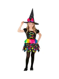 WIDMANN Déguisement Sorcière Fille Noir Et Fluo (robe Et Chapeau) -Halloween Soldes Boutique deguisement sorciere fille noir et fluo robe et chapeau 2