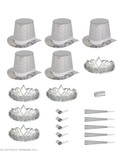 WIDMANN Kit De Fête Argent Holographique Pour 10 Personnes