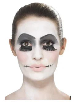 Smiffys Kit De Maquillage Poupée Abîmée, Aqua, Noir, Tatouages, Peinture Pour Visage, Cils, éponge Et Pinceau -Halloween Soldes Boutique kit de maquillage poupee abimee aqua noir tatouages peinture pour visage cils eponge et pinceau 3
