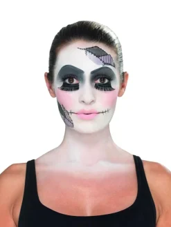 Smiffys Kit De Maquillage Poupée Abîmée, Aqua, Noir, Tatouages, Peinture Pour Visage, Cils, éponge Et Pinceau -Halloween Soldes Boutique kit de maquillage poupee abimee aqua noir tatouages peinture pour visage cils eponge et pinceau 5
