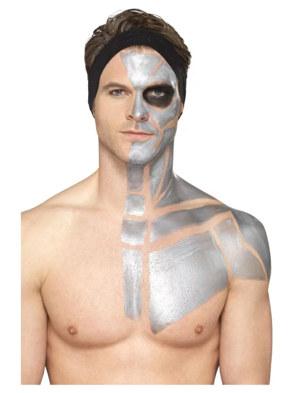 Smiffys Kit Latex Métallique Or Et Argent (1 X29,57 Ml, Maquillage Or Et Argent, 2 éponges) 5 Smiffys Kit Latex Métallique Or Et Argent (1 X29,57 Ml, Maquillage Or Et Argent, 2 éponges) – Image 3