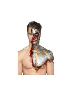 Smiffys Kit Latex Métallique Or Et Argent (1 X29,57 Ml, Maquillage Or Et Argent, 2 éponges)