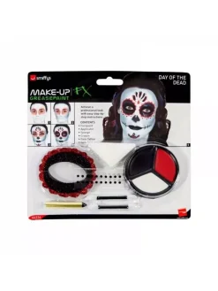 Kit Maquillage Jour De La Mort (maquillage Visage, Tatouages, Pierres Précieuses Autocollantes, Crayon, Applicateur) -Halloween Soldes Boutique kit maquillage jour de la mort maquillage visage tatouages pierres precieuses autocollantes crayon applicateur 3