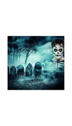 Smiffys Kit Maquillage Squelette (peinture Du Visage, Crayon Noir Et éponge) -Halloween Soldes Boutique kit maquillage squelette peinture du visage crayon noir et eponge 6