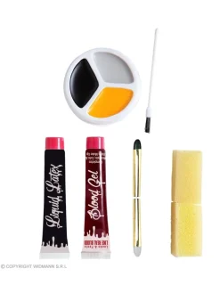 WIDMANN Kit Maquillage Zombie (latex, Sang, Crayons Gris Et Noir, Fards, Applicateurs) -Halloween Soldes Boutique kit maquillage zombie latex sang crayons gris et noir fards applicateurs 1
