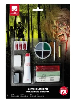 Smiffys Kit Maquillage Zombie (maquillage, Faux Sang, Latex Liquide, Chair, Crayons, Applicateurs) -Halloween Soldes Boutique kit maquillage zombie maquillage faux sang latex liquide chair crayons applicateurs 4