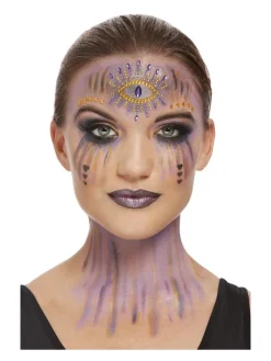 Maquillage Effets Spéciaux Smiffys, Kit Diseuse De Bonne Aventure, Aqua, Avec Des Pierres Précieuses, Des Paillettes, Des Bijoux -Halloween Soldes Boutique maquillage effets speciaux smiffys kit diseuse de bonne aventure aqua avec des pierres precieuses des paillettes des bijoux 2