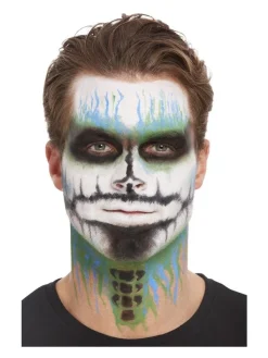 Smiffys Maquillage Kit Squelette, Aqua (transferts, Paillettes, Peinture Pour Le Visage Et éponge) -Halloween Soldes Boutique maquillage kit squelette aqua transferts paillettes peinture pour le visage et eponge 2