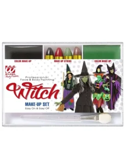 WIDMANN Maquillage Sorcière Visage Et Corps (4 Crayons, 2 Fards, 1 Applicateur)