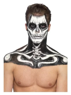 Smiffys Maquillage Squelette (pot Noir Et Blanc, 29.57 Ml Et éponges) -Halloween Soldes Boutique maquillage squelette pot noir et blanc 2957 ml et eponges 2