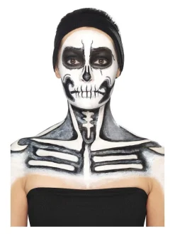 Smiffys Maquillage Squelette (pot Noir Et Blanc, 29.57 Ml Et éponges) -Halloween Soldes Boutique maquillage squelette pot noir et blanc 2957 ml et eponges 3