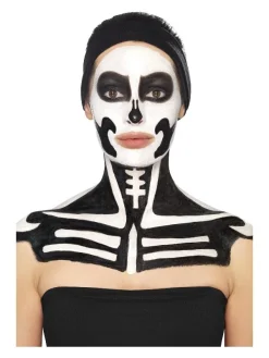 Smiffys Maquillage Squelette (pot Noir Et Blanc, 29.57 Ml Et éponges) -Halloween Soldes Boutique maquillage squelette pot noir et blanc 2957 ml et eponges 4