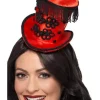 Smiffys Mini Chapeau De Monsieur Loyal, Rouge, Sur Le Serre-tête -Halloween Soldes Boutique mini chapeau de monsieur loyal rouge sur le serre tete