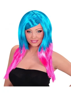 WIDMANN Perruque Cosplay Manga Bleu Et Rose