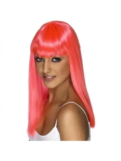 Smiffys Perruque Glamoura Rose Fluo