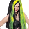 Perruque Sorcière Femme Noir & Vert Fluo -Halloween Soldes Boutique perruque sorciere femme noir vert fluo