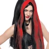 Perruque Sorcière Ou Vampire Femme Noir & Rouge