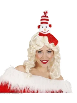 WIDMANN Serre-tête Bonhomme De Neige Avec Bonnet Et écharpe Rouge Et Blanc -Halloween Soldes Boutique serre tete bonhomme de neige avec bonnet et echarpe rouge et blanc 2