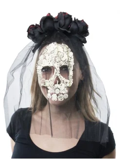 Serre-tête Jour Des Morts Avec Roses Et Voile Squelette 7 Serre-tête Jour Des Morts Avec Roses Et Voile Squelette -Halloween Soldes Boutique serre tete jour des morts avec roses et voile squelette 2