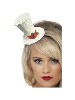 Smiffys Serre-tête Mini Haut De Forme Blanc Avec Houx